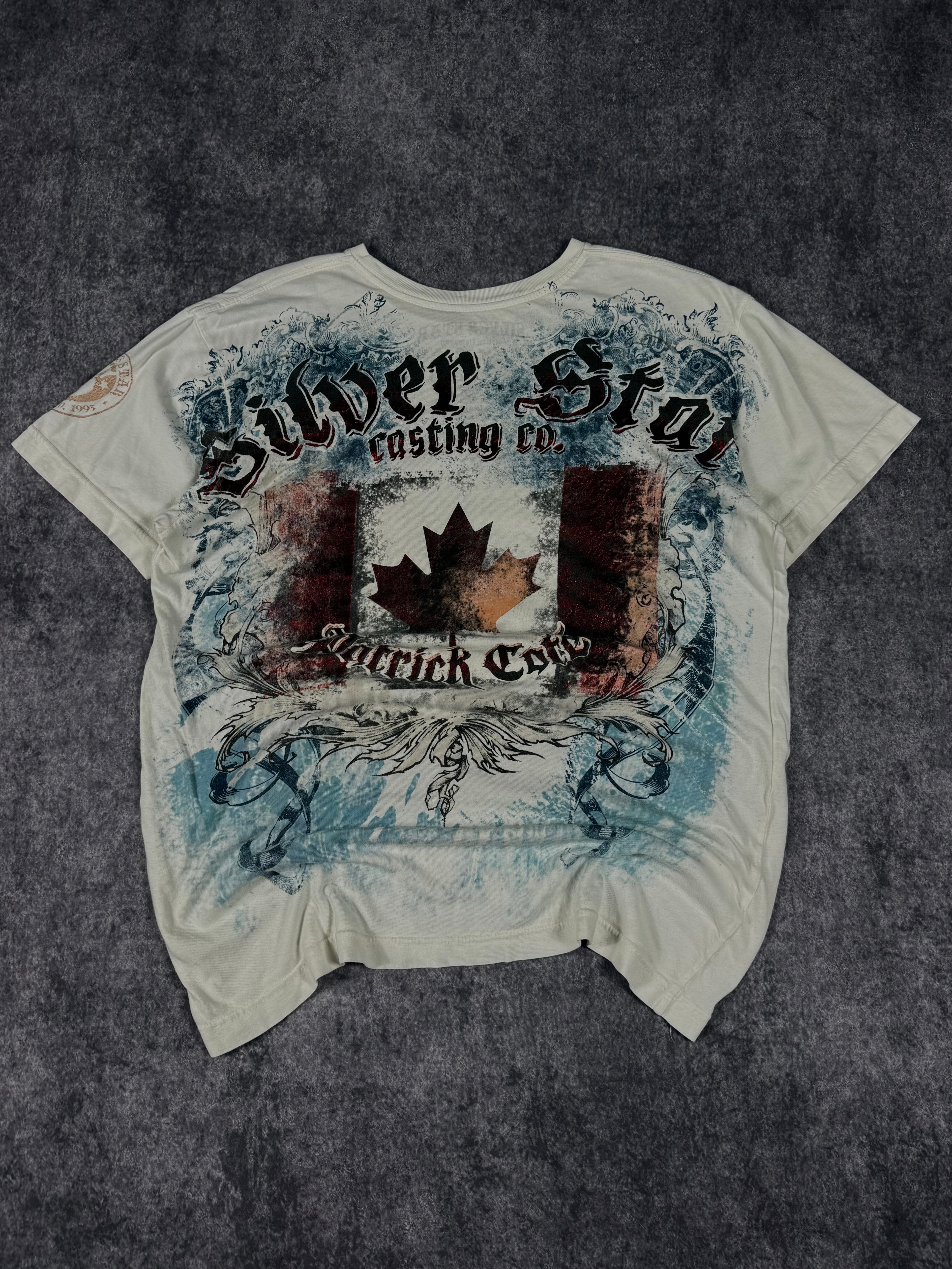 (rare) 2000s silver star x predator chrome shirt (M)