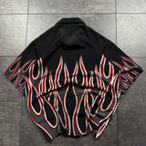 Y2K Sapphire Lounge Flame Button-Up Shirt (XL)