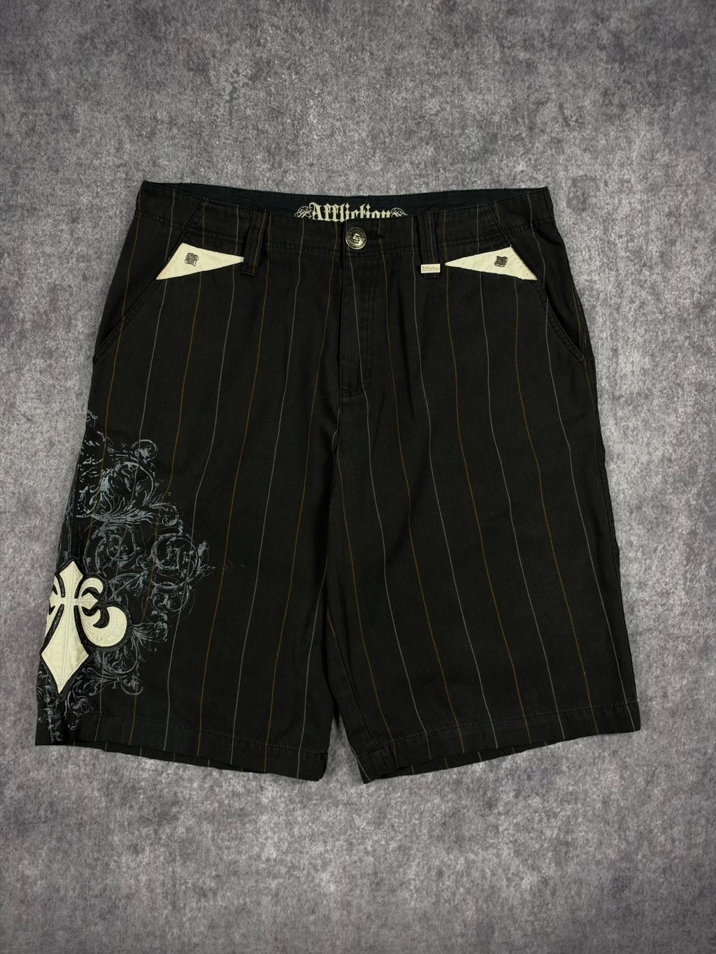 (GRAIL) 2000s LEATHER AFFLICTION SHORTS (36)