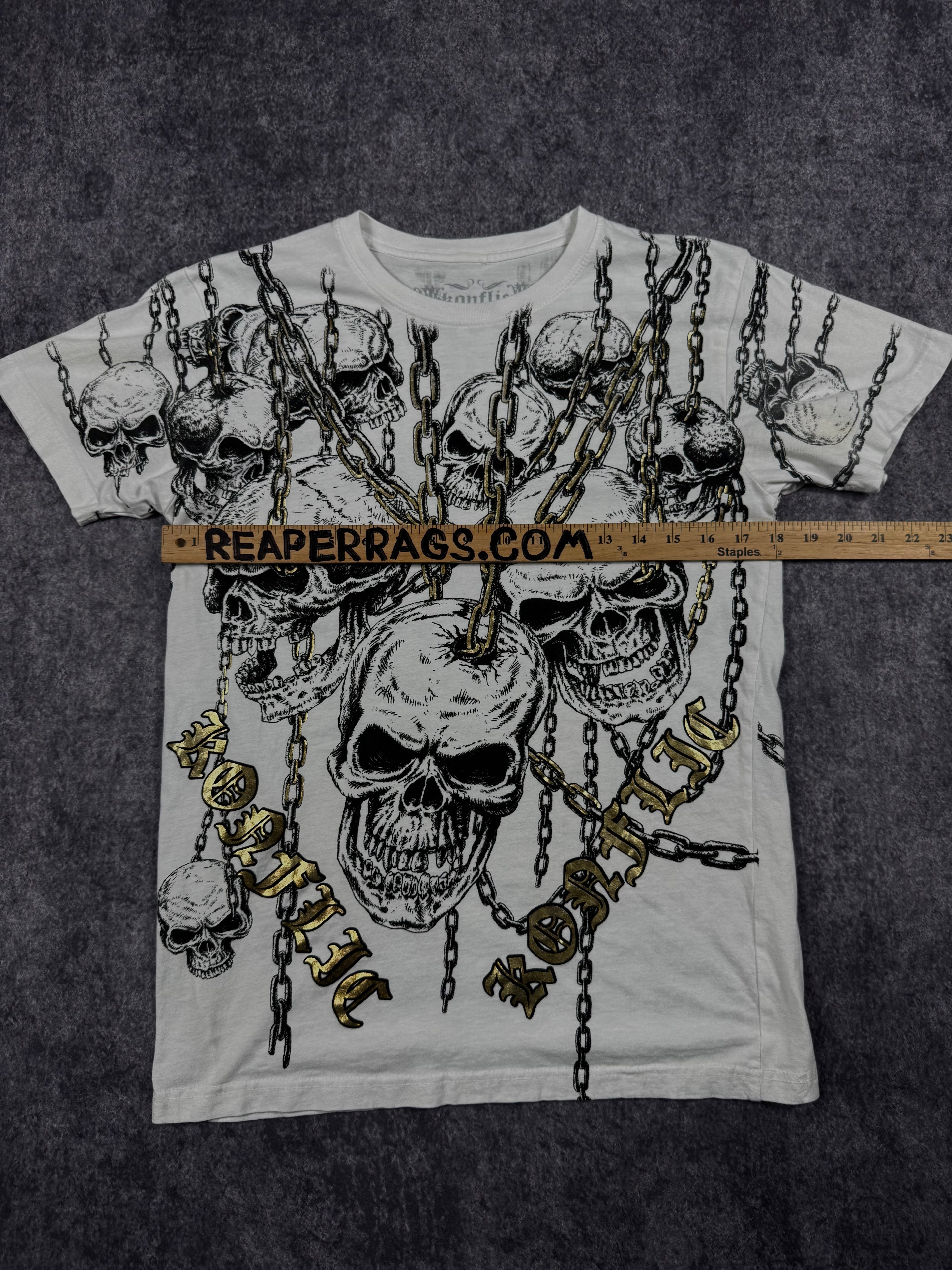 (rare) 2000s Konflic chrome shirt (S)