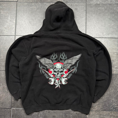 Y2K JNCO Style Top Heavy Skull Pullover Hoodie (XL)