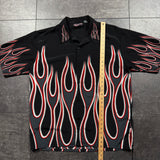 Y2K Sapphire Lounge Flame Button-Up Shirt (XL)