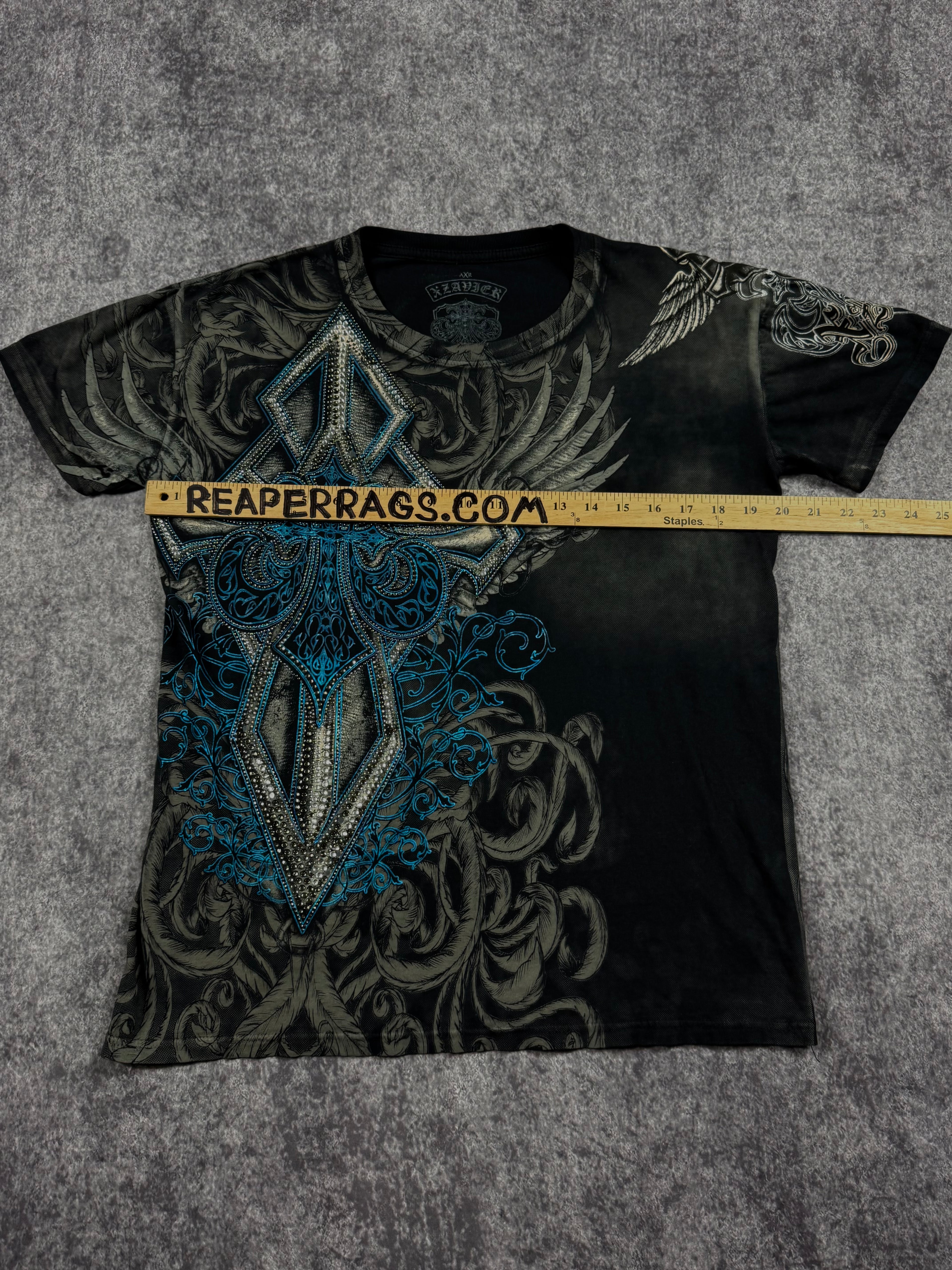 (rare) 2000s xzavier x buckle rhinestone shirt (S)