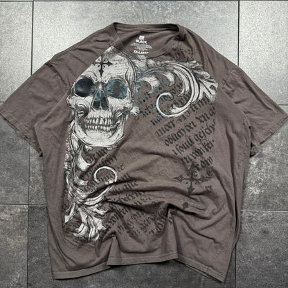 Y2K Affliction Style Grunge Skull Tshirt (XL)