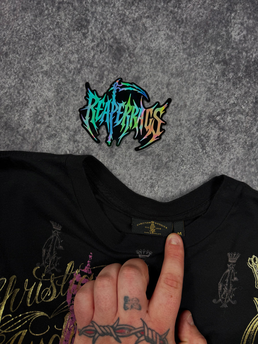(rare) 2000s christian audigier chrome shirt (S)
