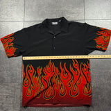 Y2K Sapphire Lounge Flame Button-Up Shirt (XL)