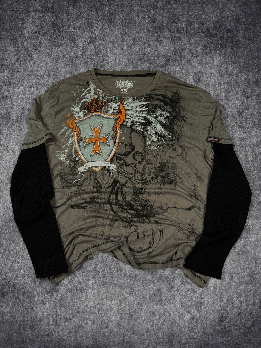 (rare) 2000s mma elite layered shirt (XXL)