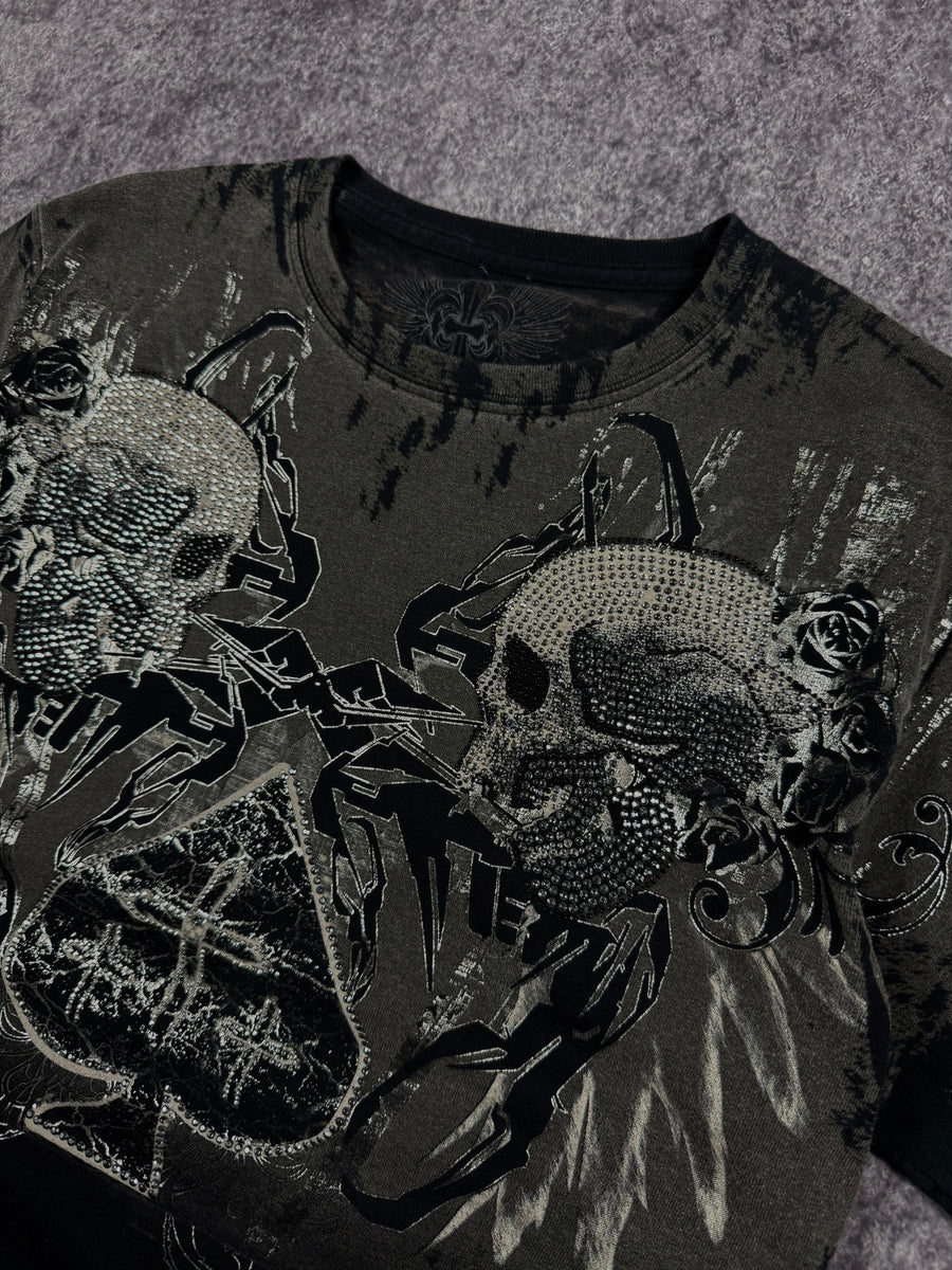 (rare) 2000s xzavier rhinestone shirt (S)