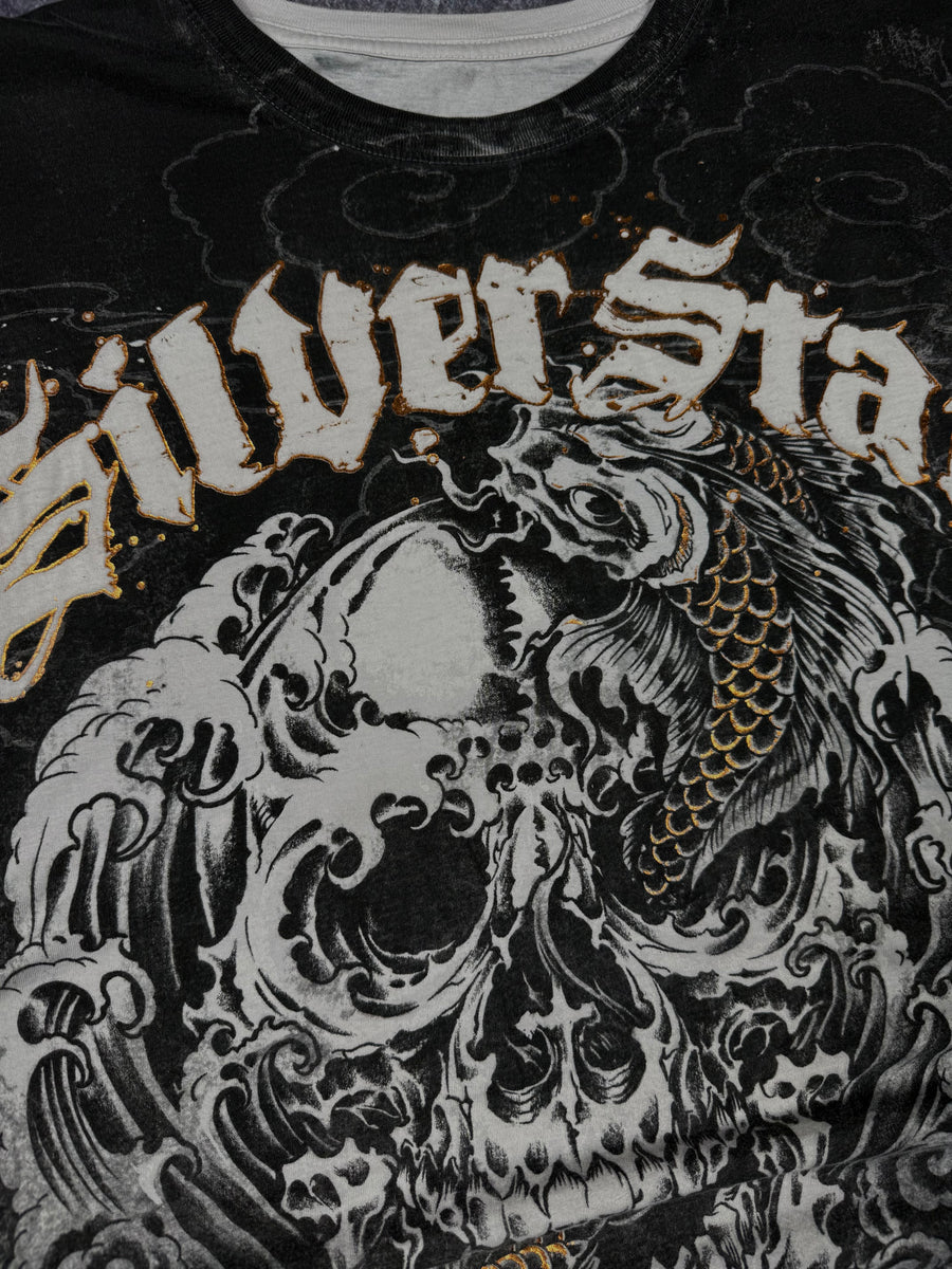 (rare) 2000s silver star chrome shirt (XL)