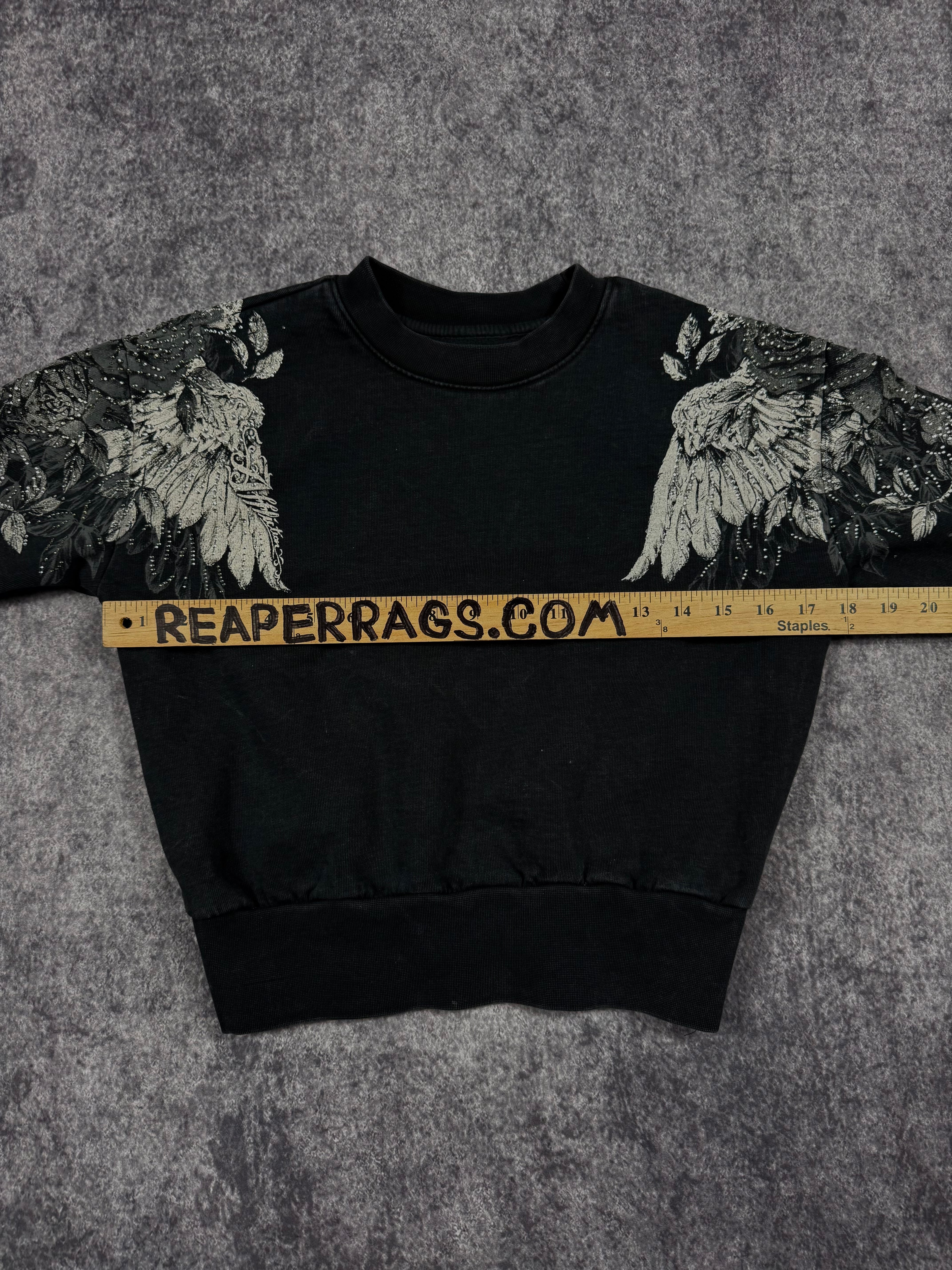 (rare) 2000s affliction rhinestone crewneck (XS)
