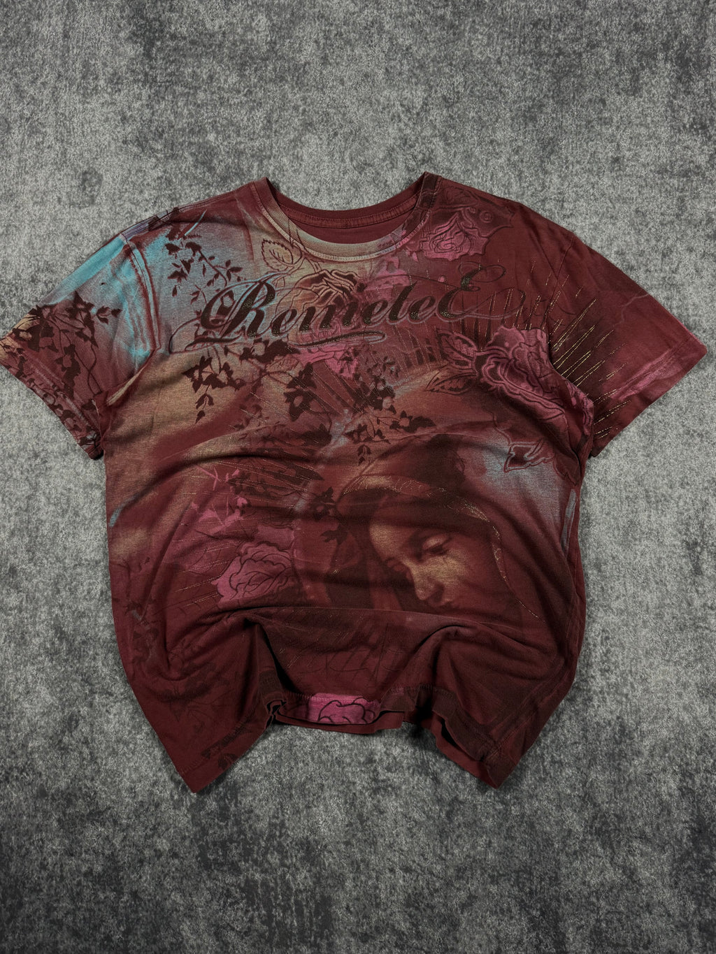 (rare) 2000s remetee x affliction crhome shirt (M)