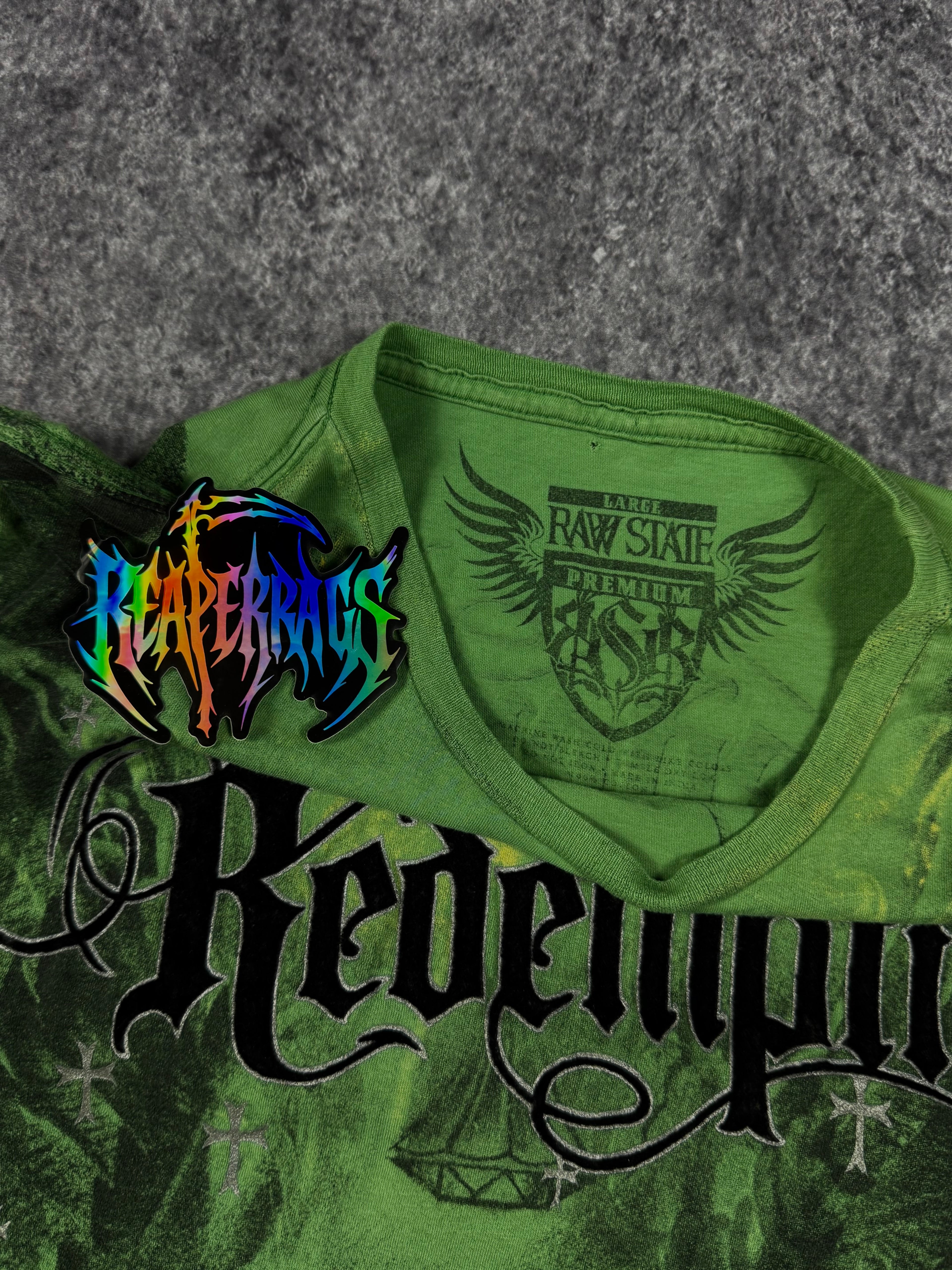 (rare) 2000s raw state chrome shirt (M)