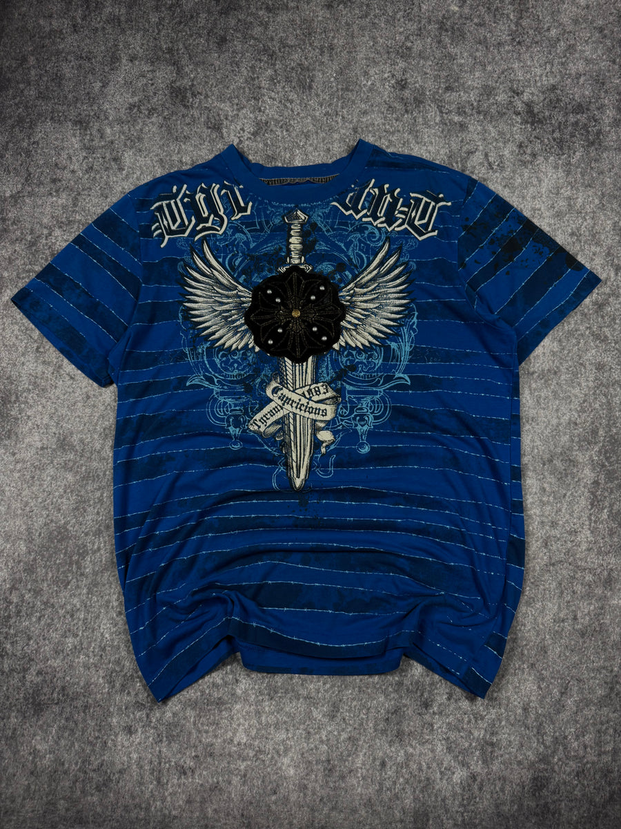 (rare) 2000s raw blue chrome shirt (XL)