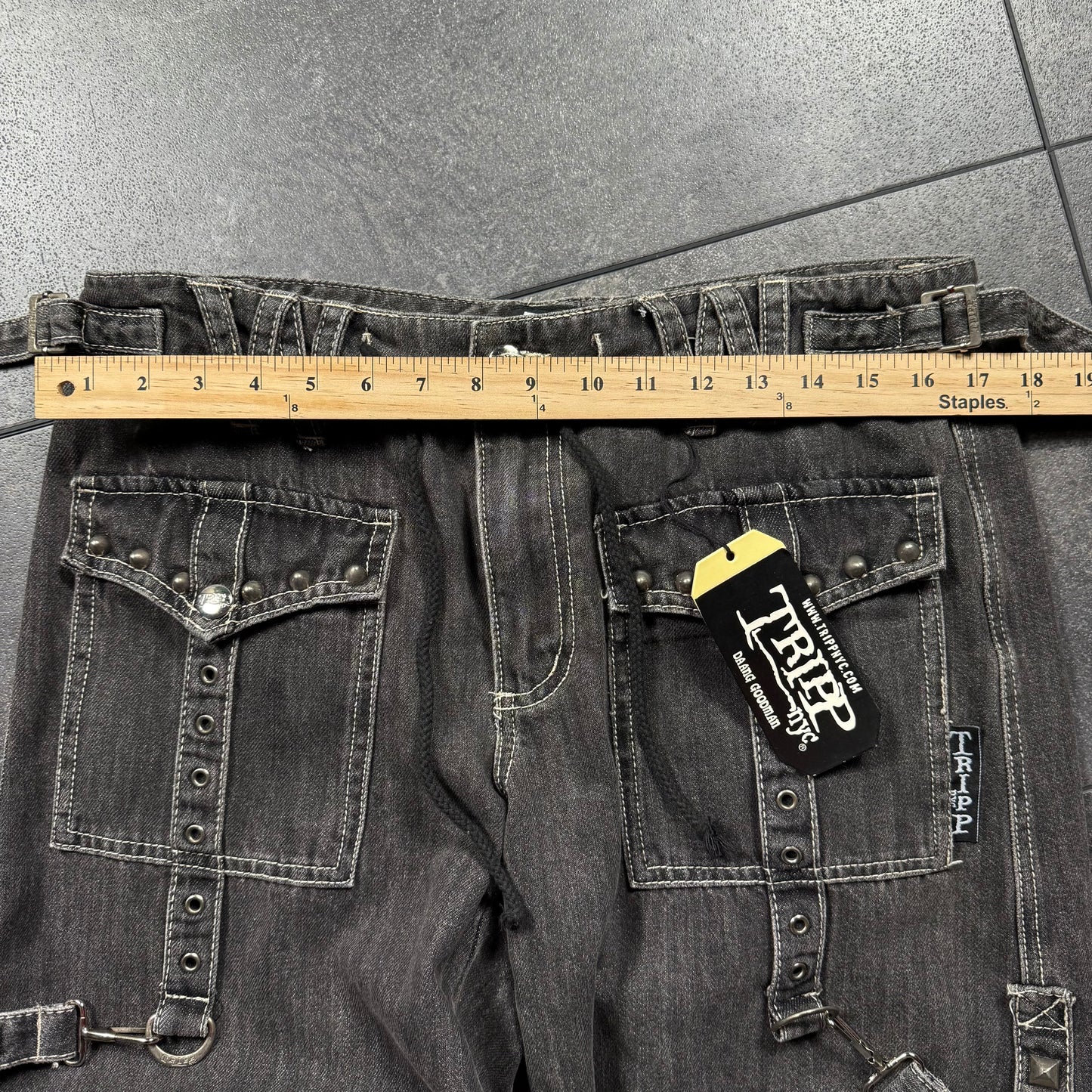 Deadstock Y2K Grunge Tripp NYC Strap Jeans (34x32)