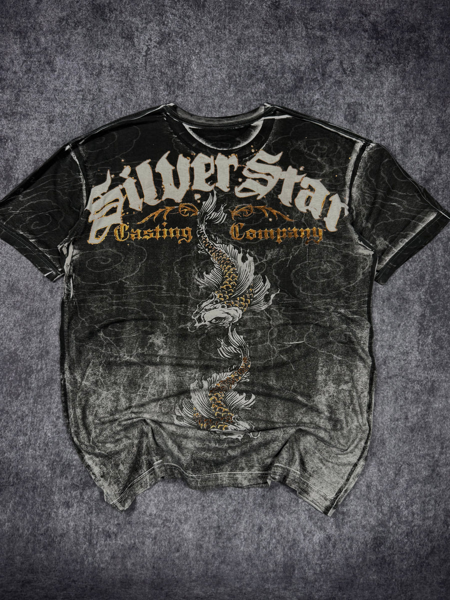 (rare) 2000s silver star chrome shirt (XL)