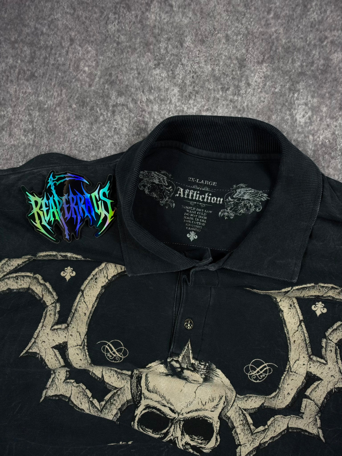 (GRAIL) 2000s CHROME AFFLICTION POLO (XXL)