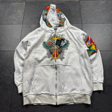 Deadstock 2000s Rhinestone Skull Hoodie (M)