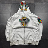 Deadstock 2000s Rhinestone Skull Hoodie (XXL)