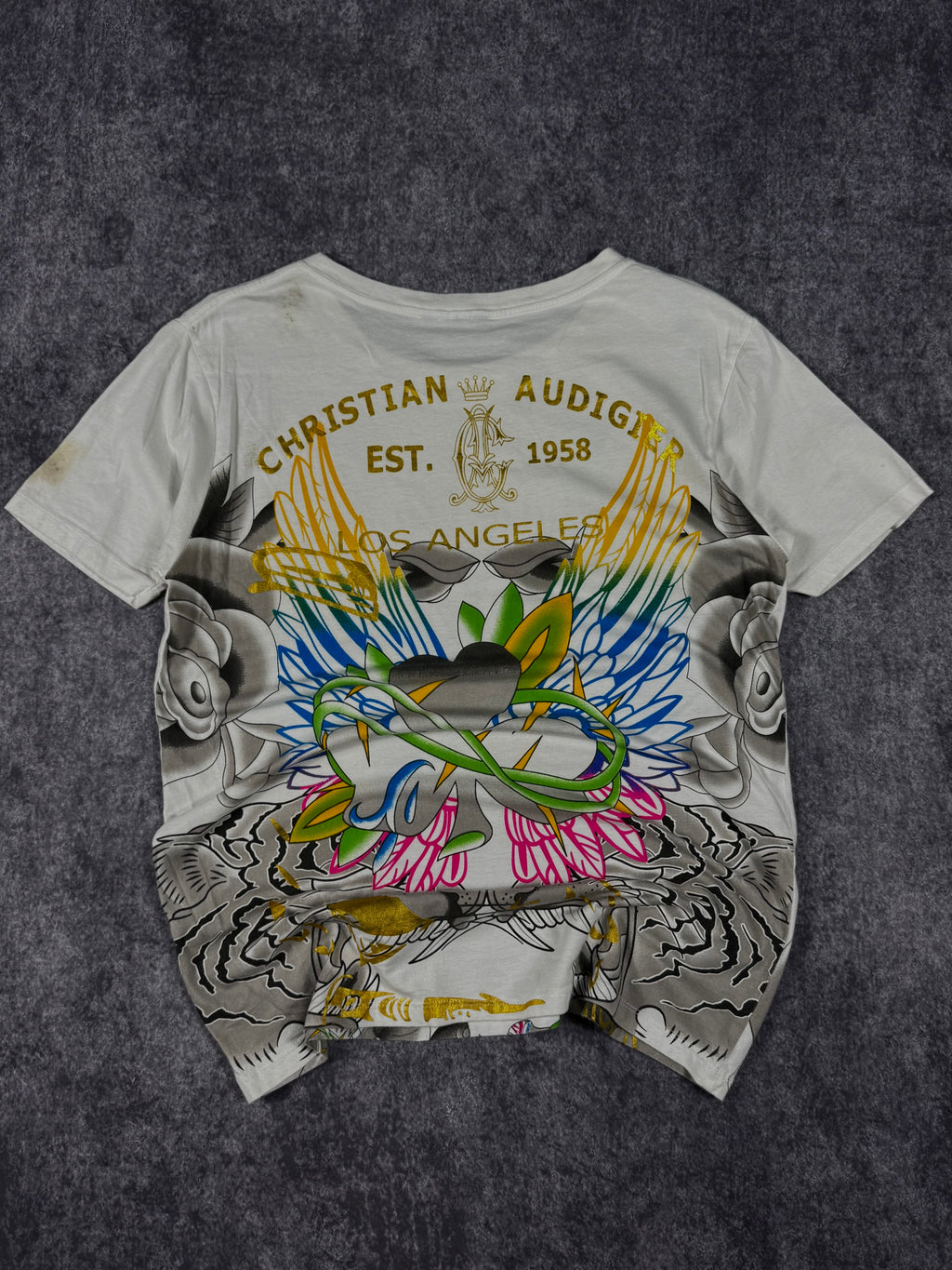 (rare) 2000s christian audigier rhinestone shirt (S)