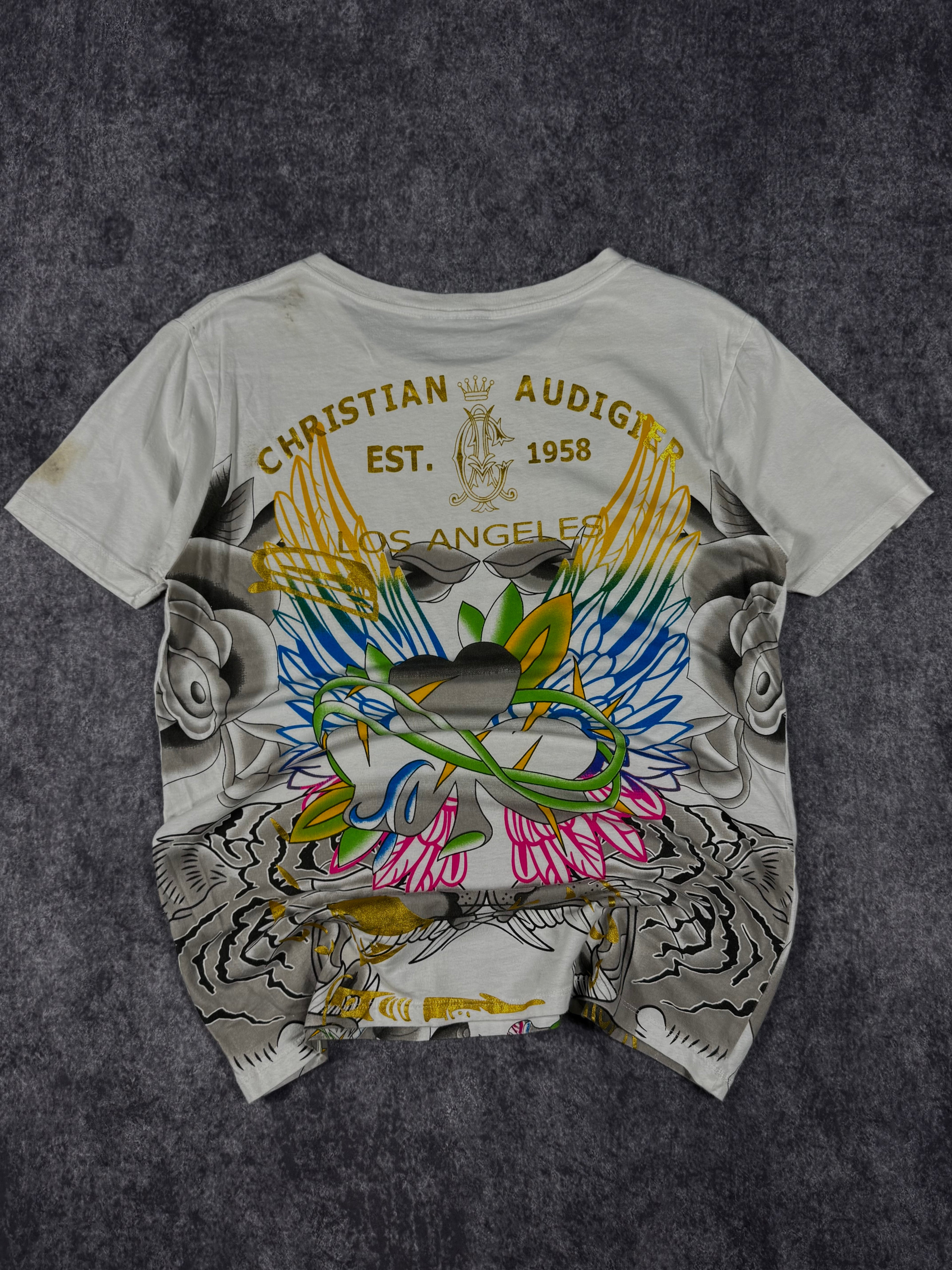 (rare) 2000s christian audigier rhinestone shirt (S)