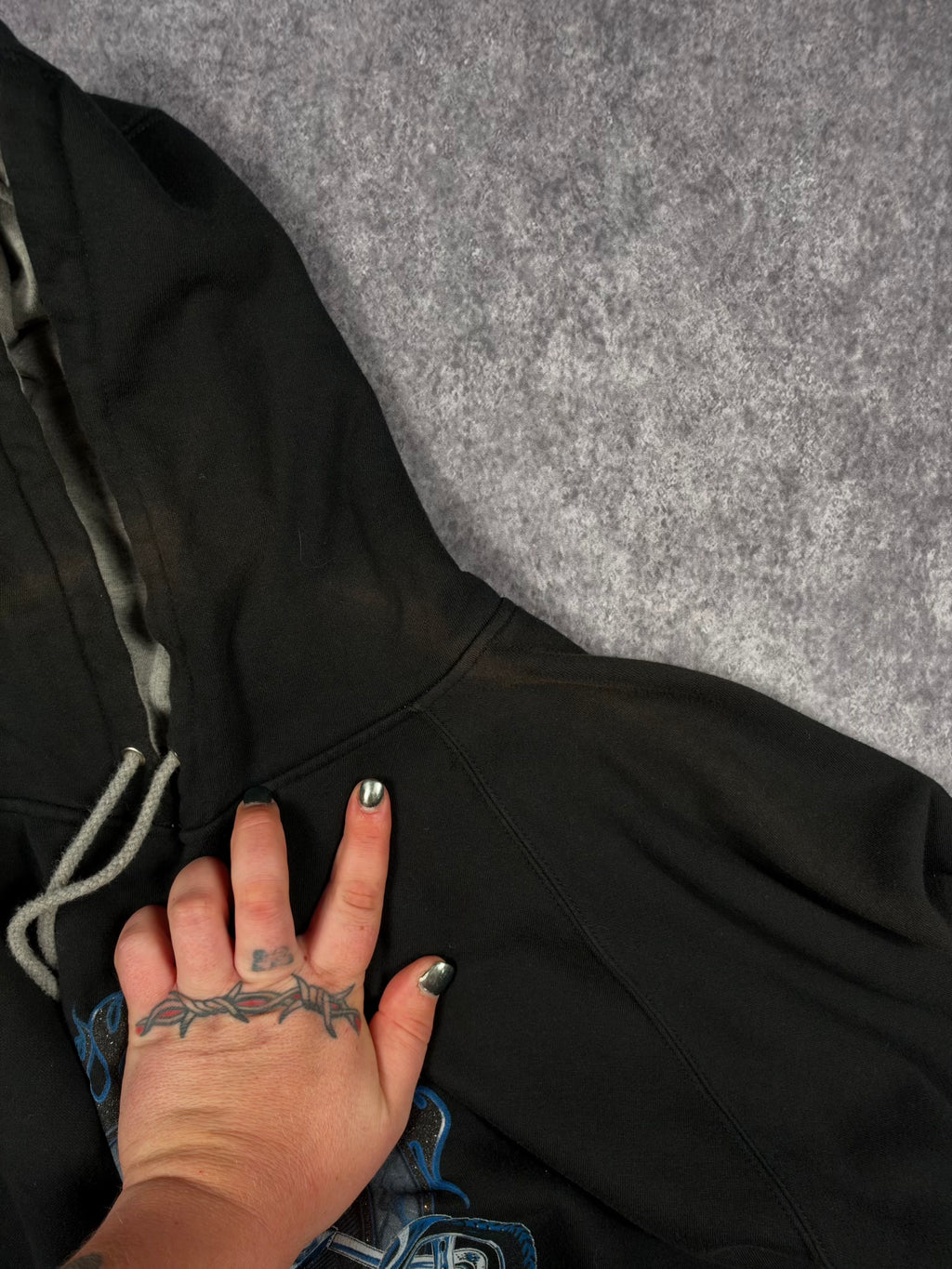 (RARE) 2000s CHROME TOP HEAVY HOODIE (L)