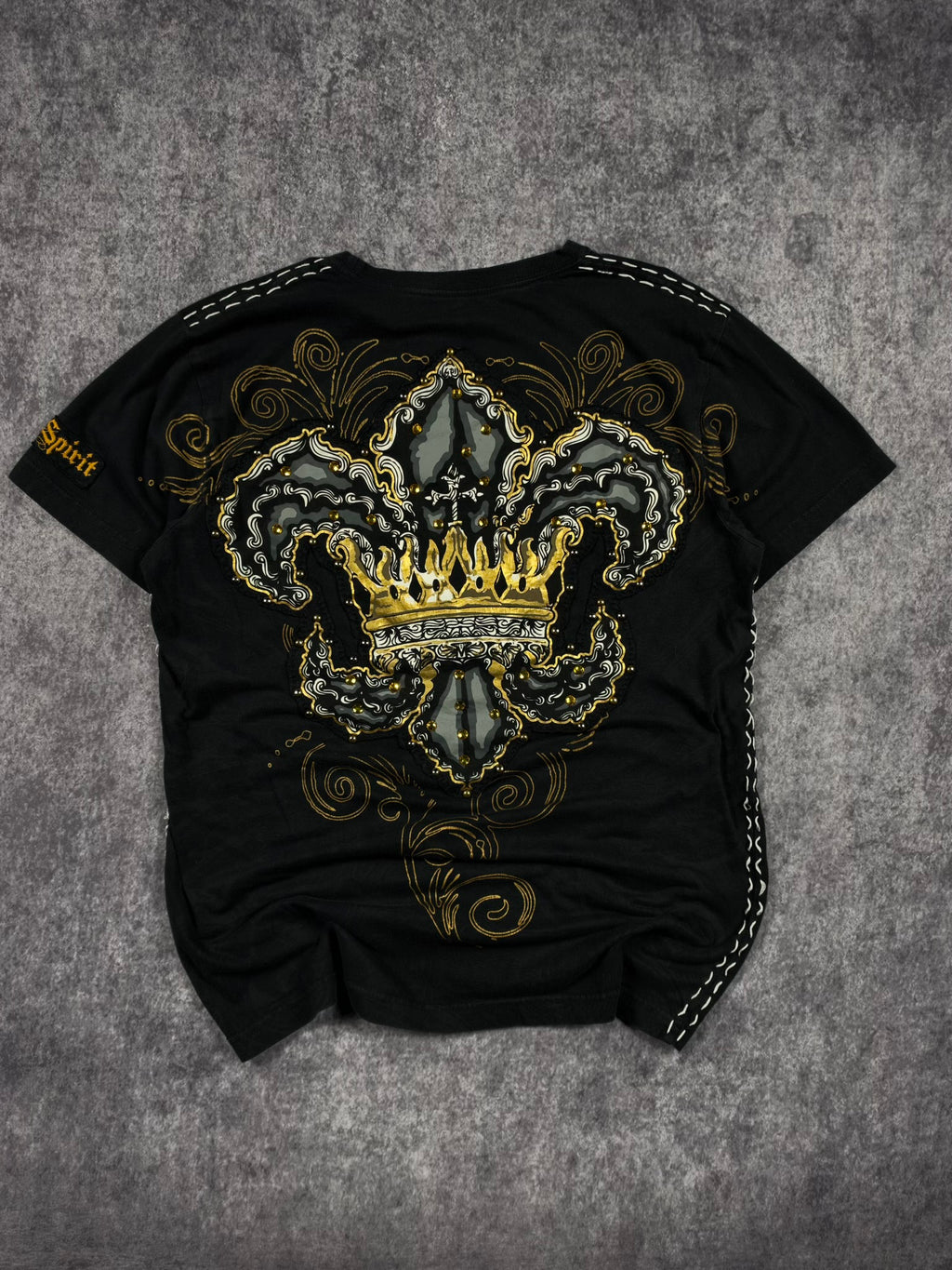 (RARE) 2000S REBEL SPIRIT RHINESTONE SHIRT (M)