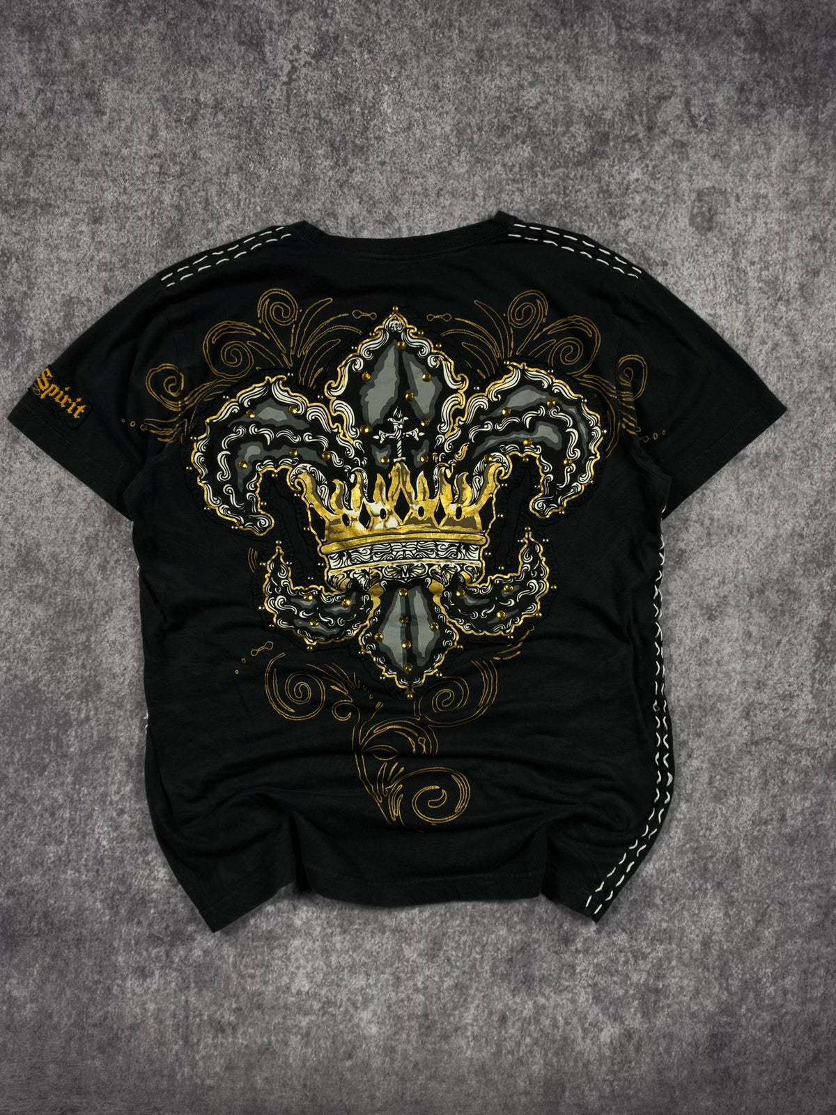 (RARE) 2000S REBEL SPIRIT RHINESTONE SHIRT (M)
