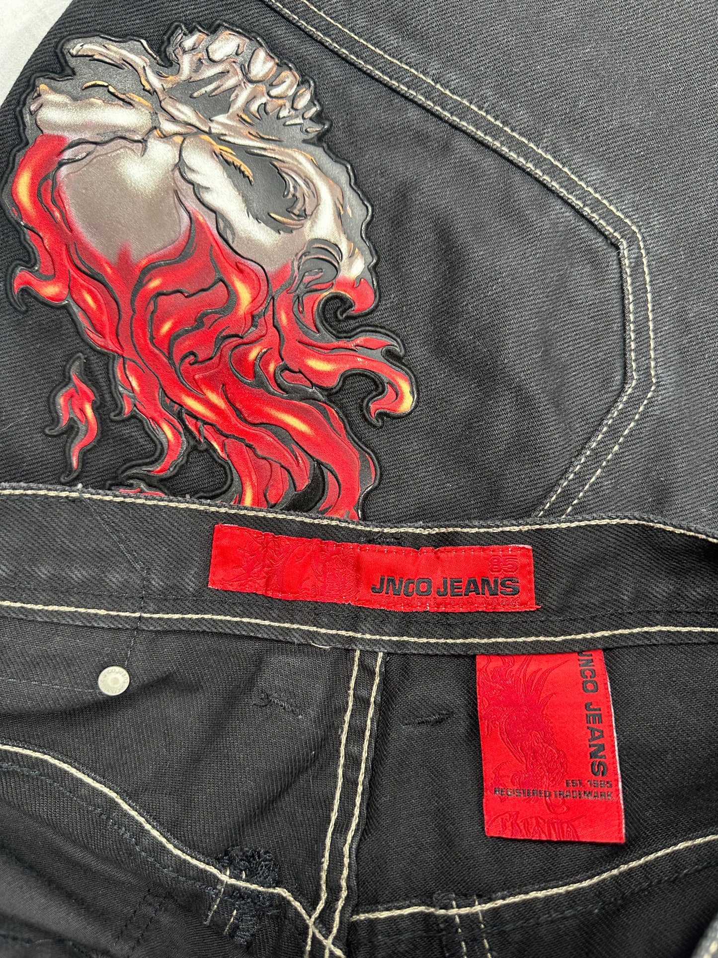 JNCO Flame Head Baggy Jeans (30x27)