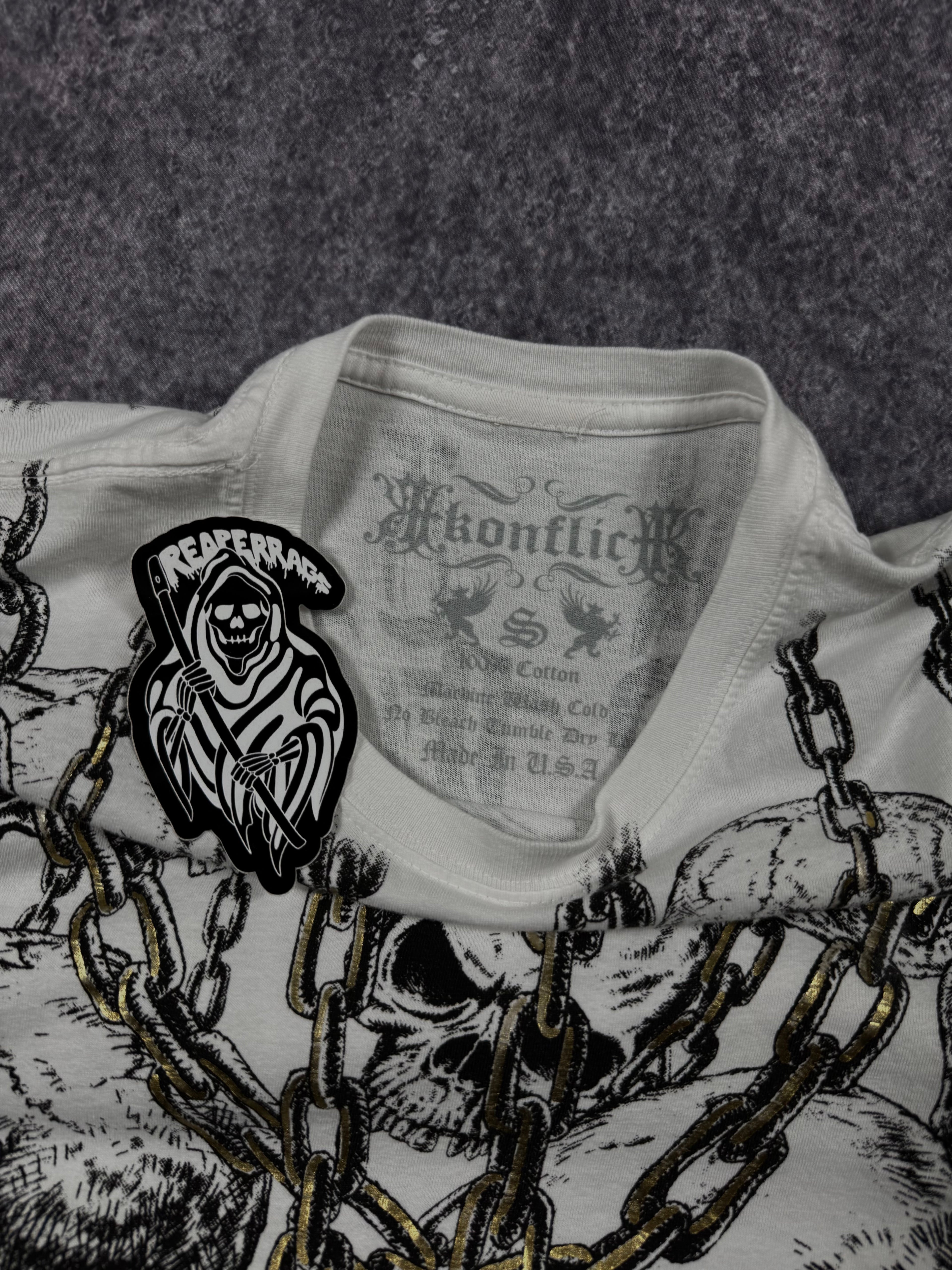 (rare) 2000s Konflic chrome shirt (S)