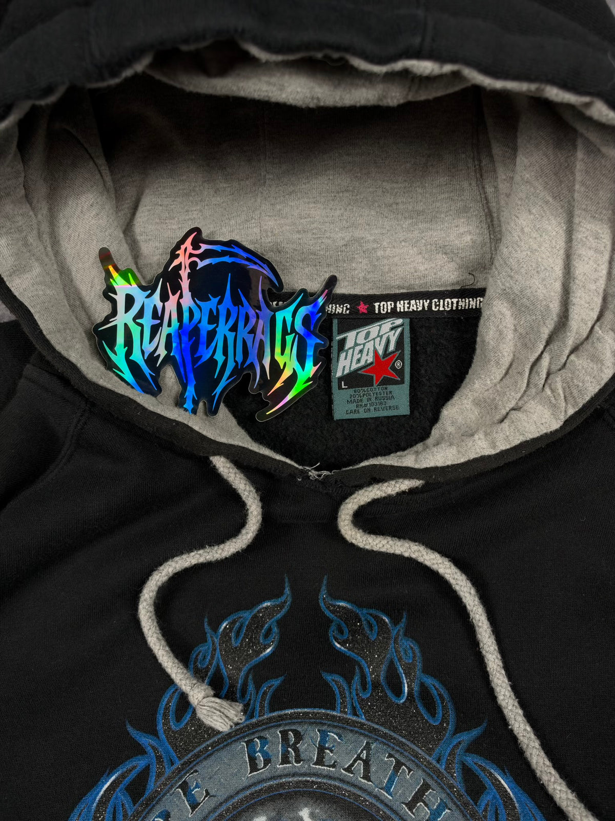 (RARE) 2000s CHROME TOP HEAVY HOODIE (L)