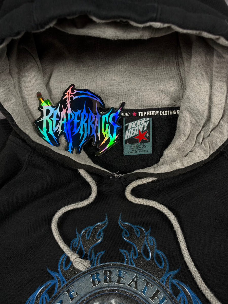 (RARE) 2000s CHROME TOP HEAVY HOODIE (L)