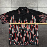 Y2K Sapphire Lounge Flame Button-Up Shirt (XL)