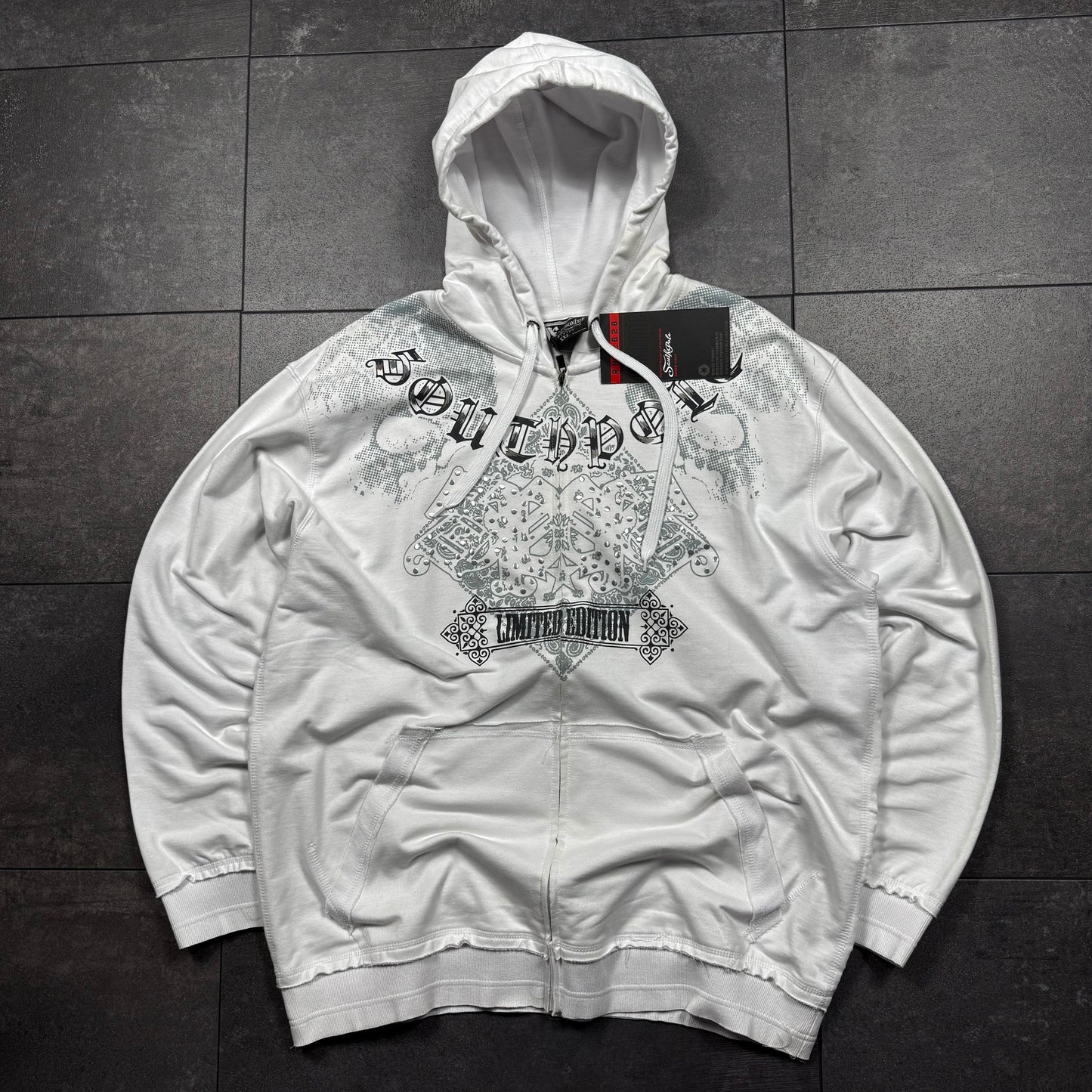 Y2K Southpole Rhinestone Jesse Pinkman Style Zip-Up Hoodie (XL)