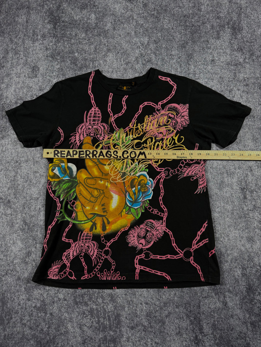 (rare) 2000s christian audigier chrome shirt (M)