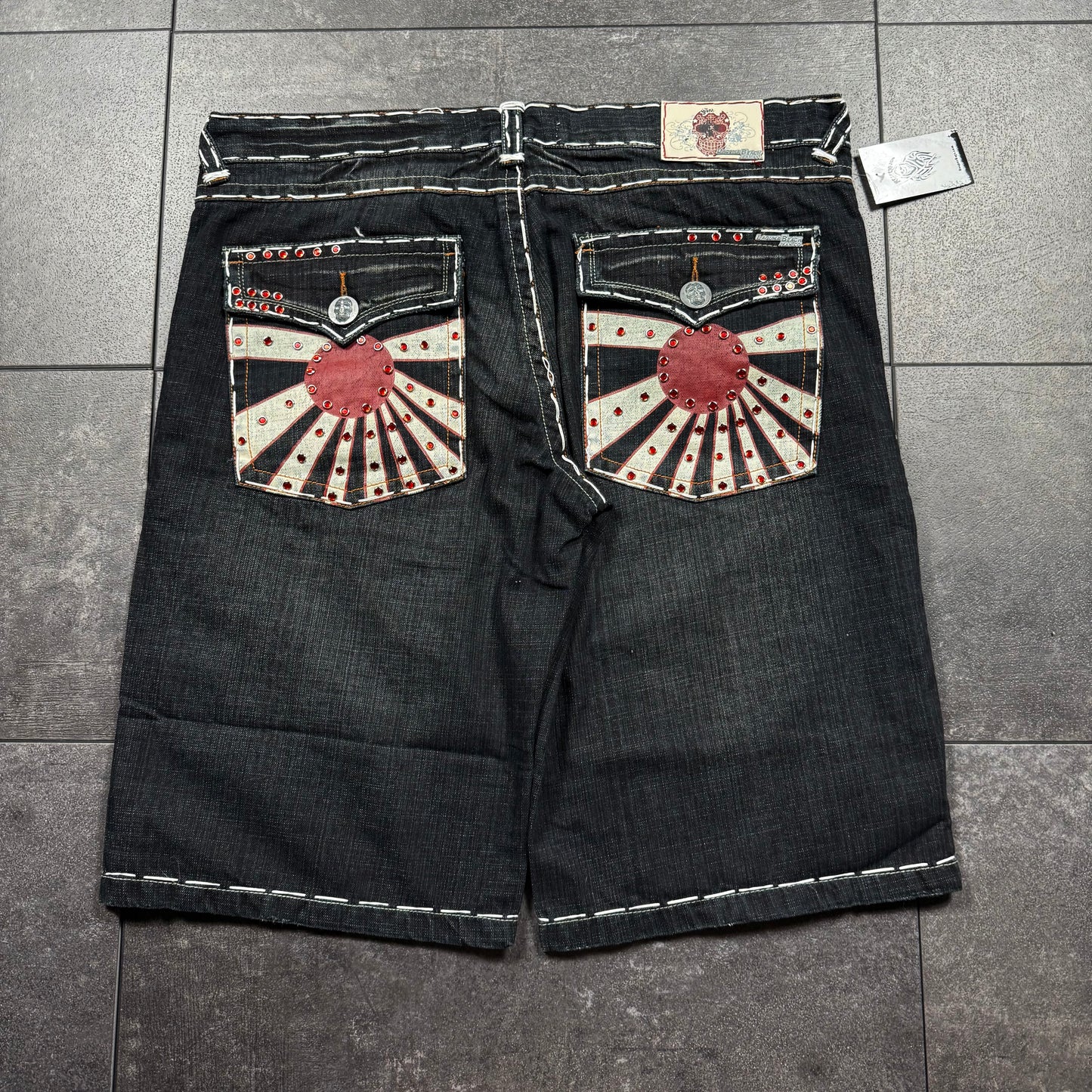 Y2K Deadstock Embroidered Rhinestone Jorts (42)