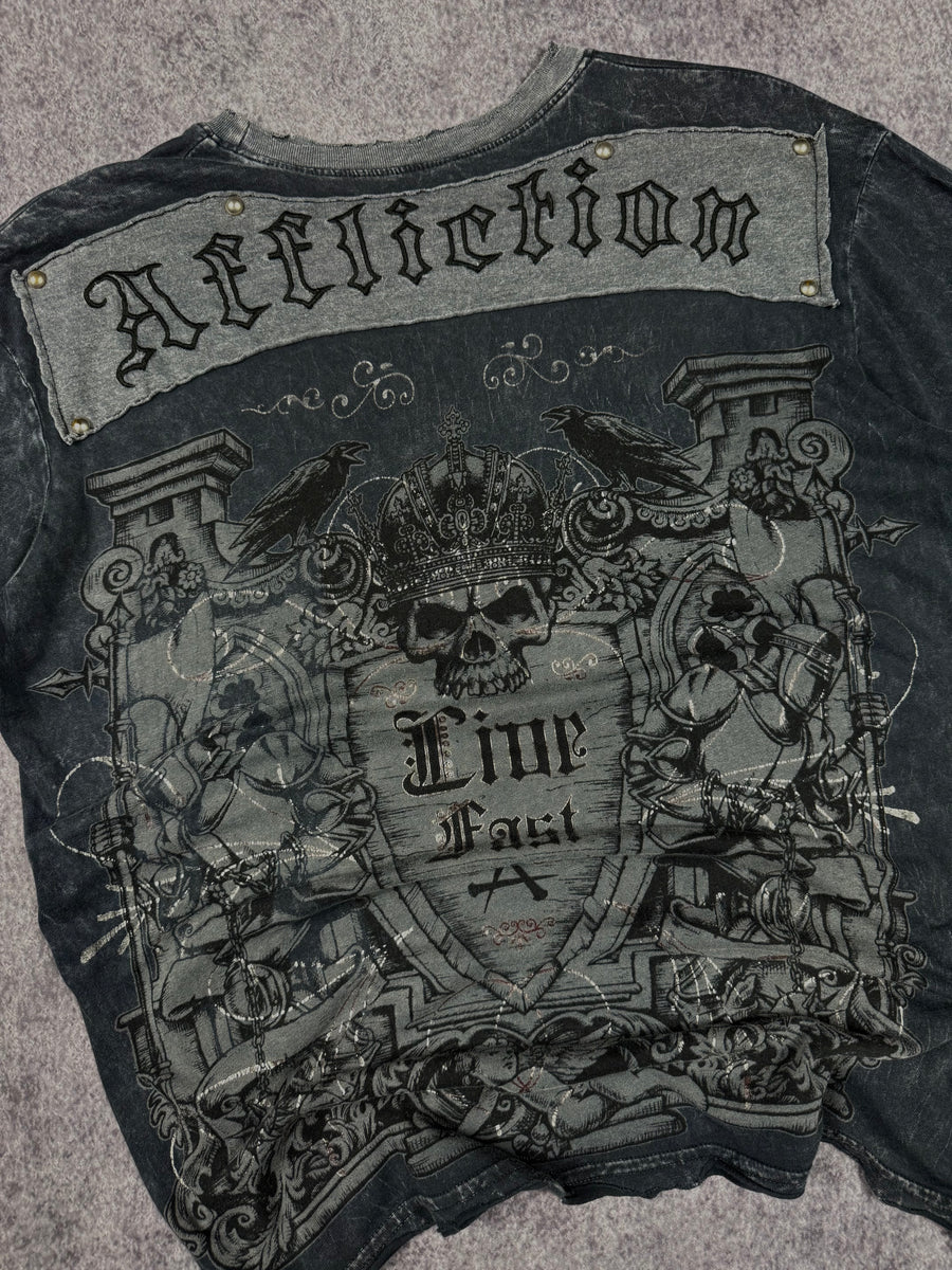 (rare) 2000s affliction chrome shirt (S)