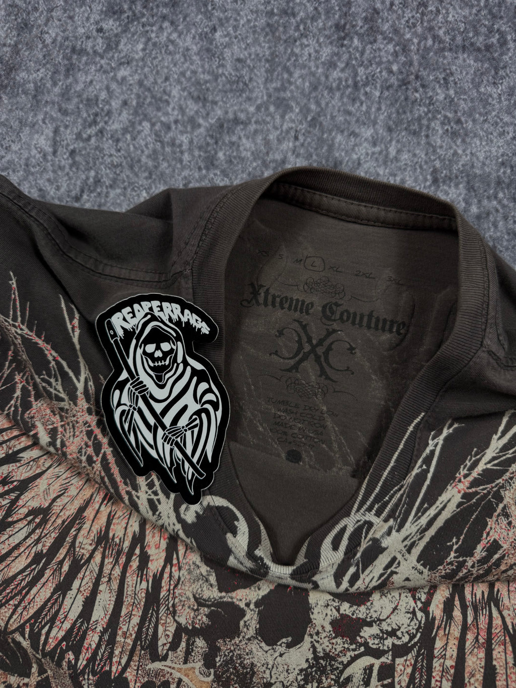 (rare) 2000s xtreme couture chrome shirt (L)