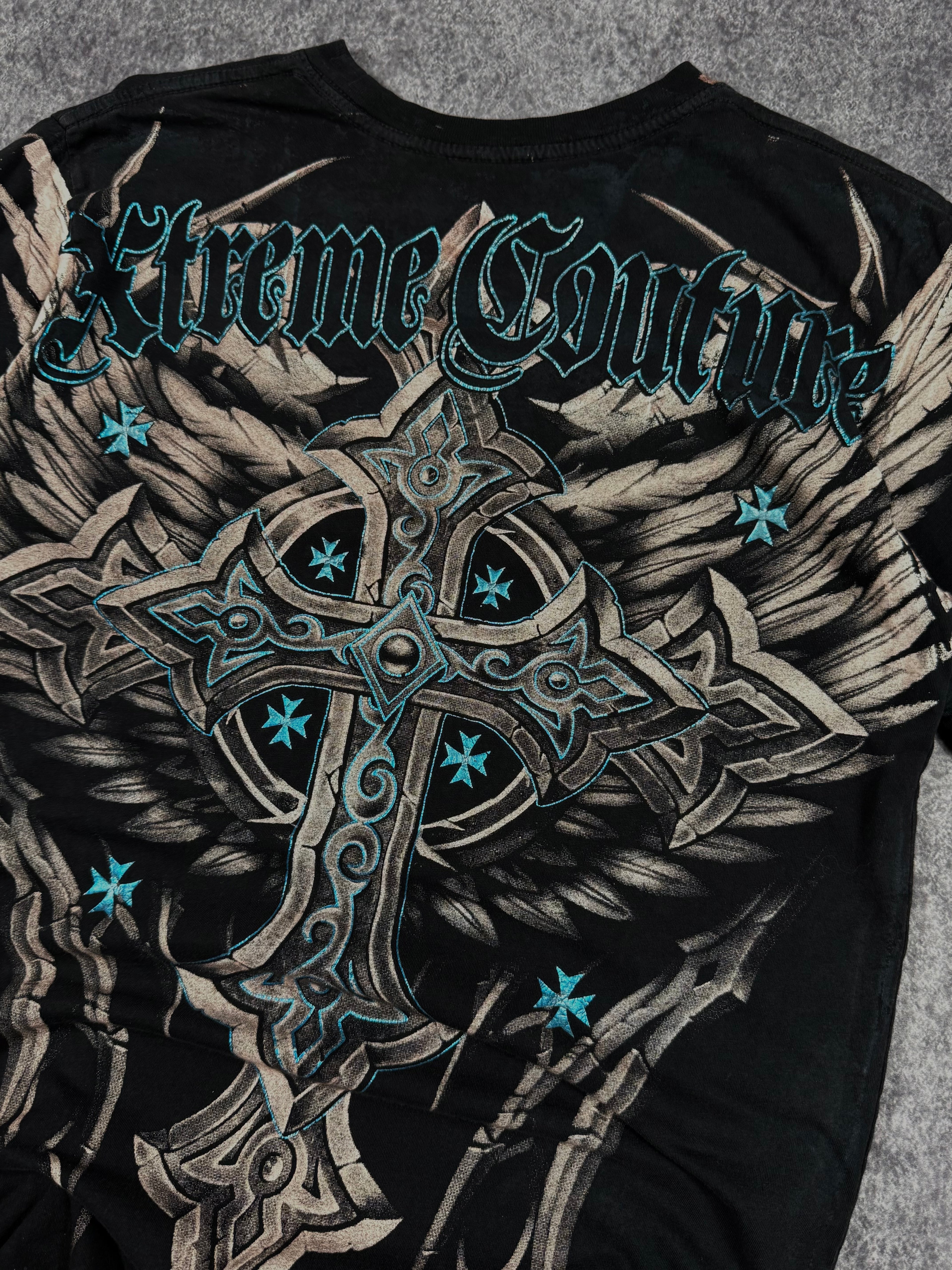 (rare) 2000s xtreme couture chrome shirt (S)