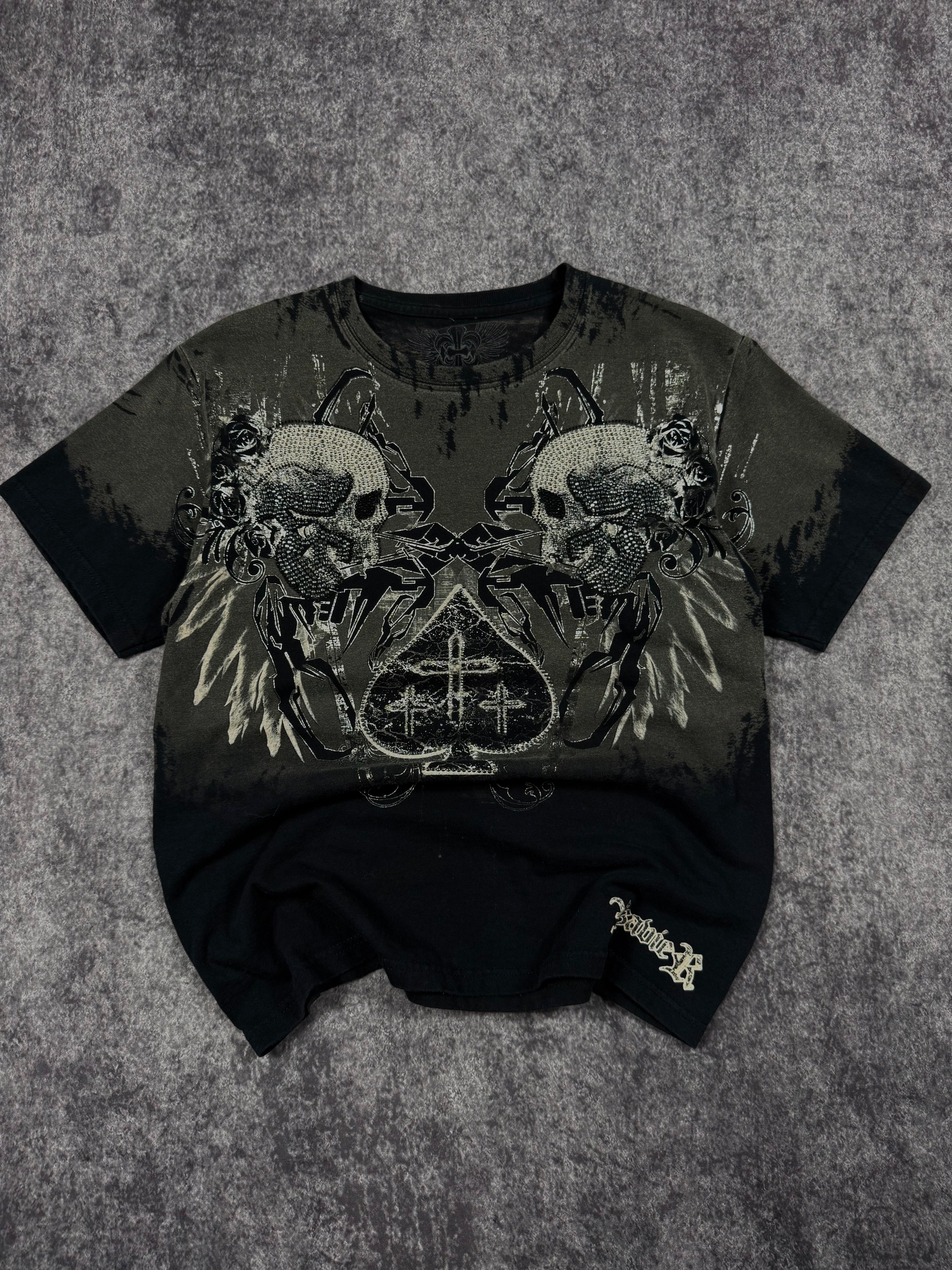 (rare) 2000s xzavier rhinestone shirt (S)