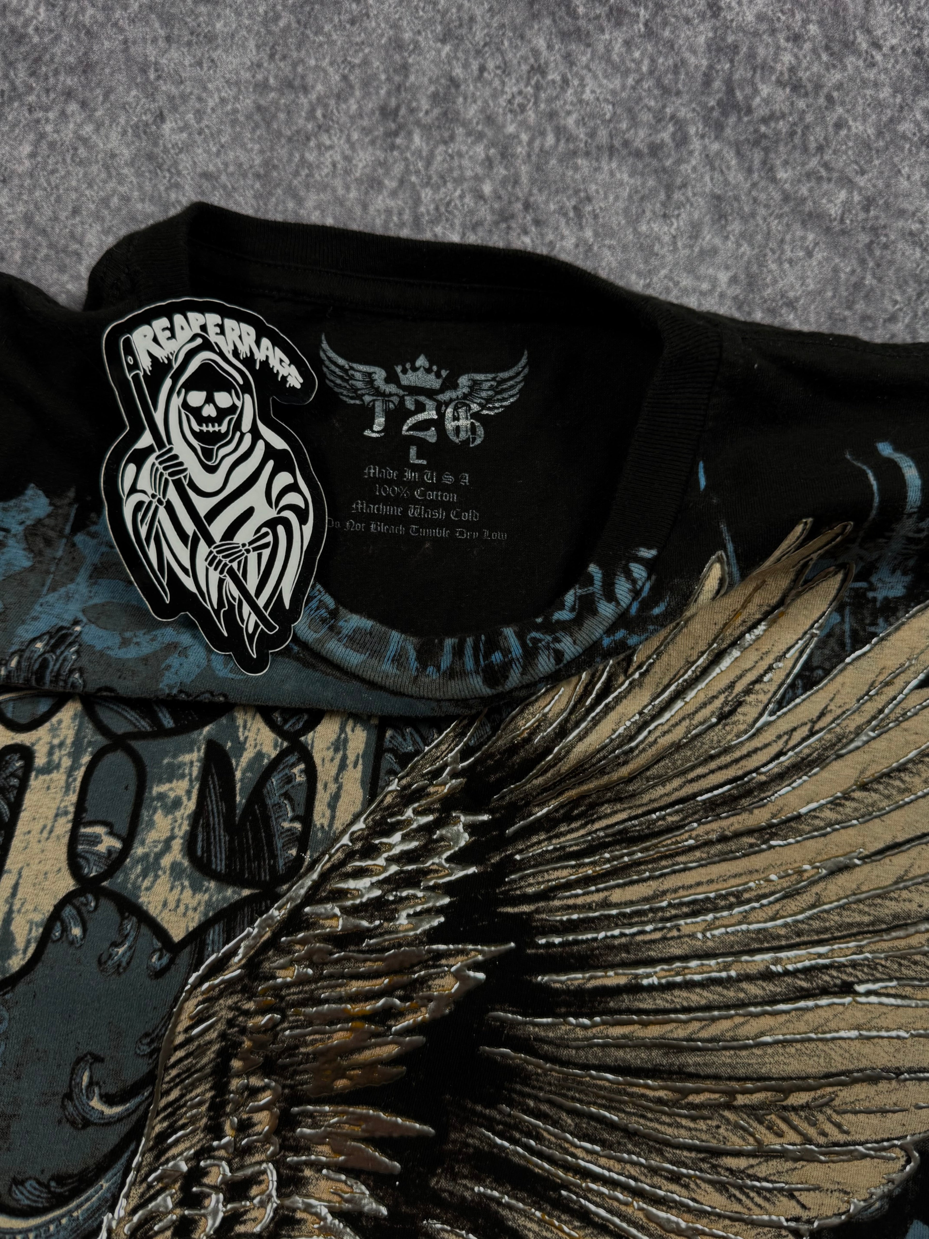 (rare) 2000s winged chrome shirt (L)