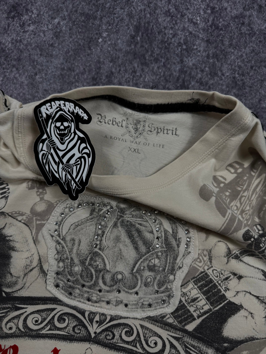 2000s rebel spirit rhinestone shirt (L)