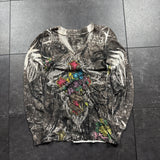Women’s 2000s Long Sleeve Rhinestone Shirt (M)