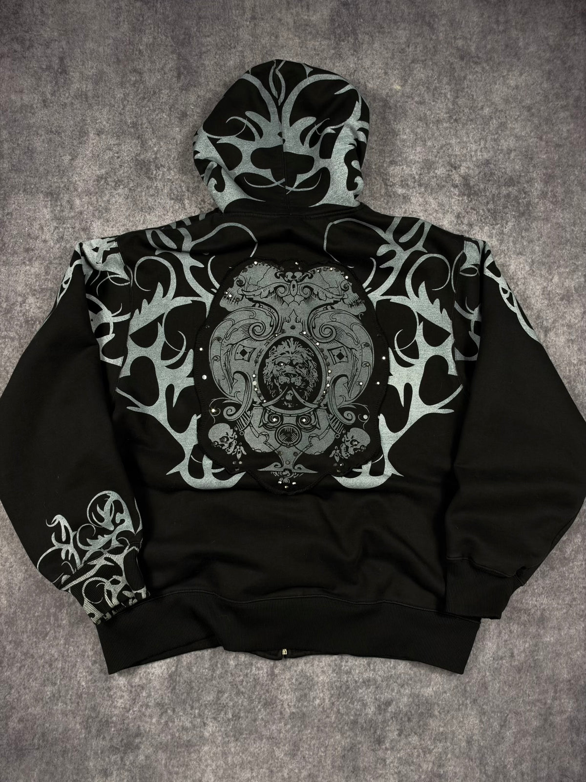 (GRAIL) 2000s RHINESTONE CYBER SIGILISM HOODIE (XL)