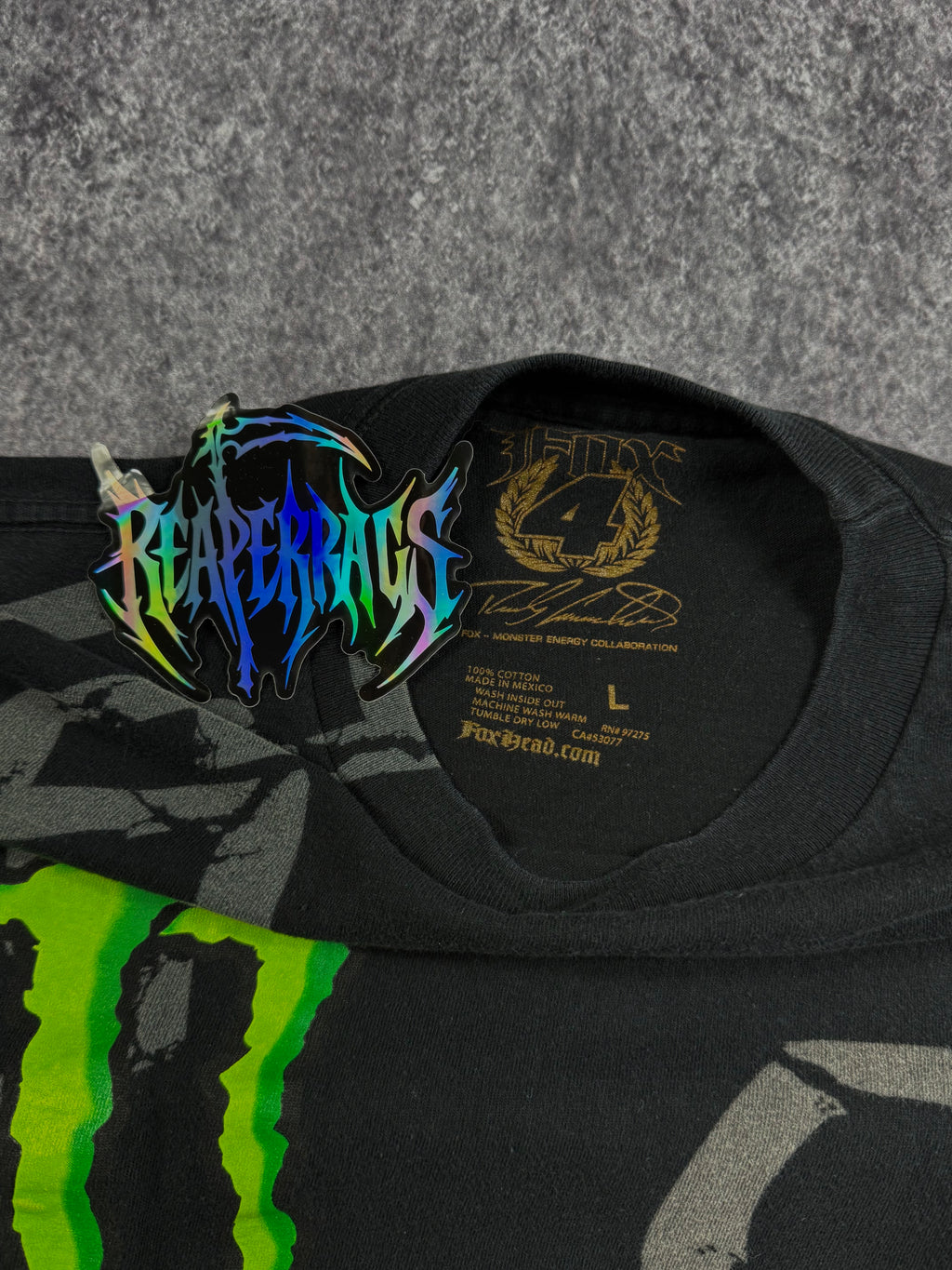 (rare) 2000s monster energy x fox racing shirt (L)