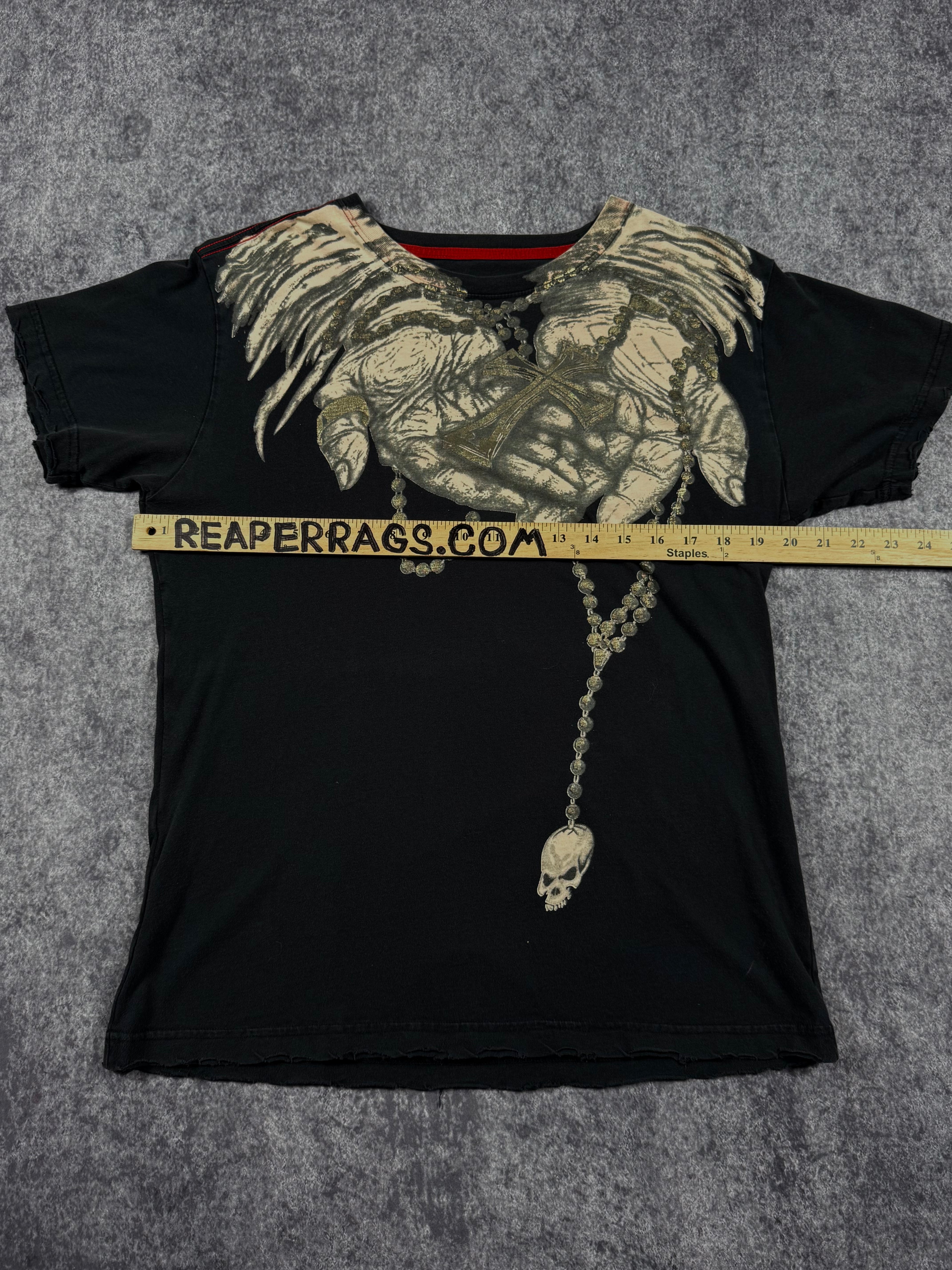 (rare) 2000s affliction x ozzy osbourne chrome shirt (M)