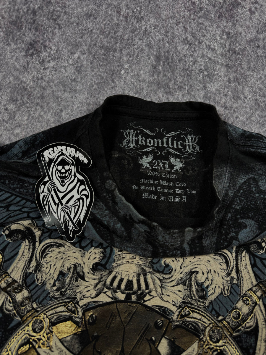 (rare) 2000s konflic chrome shirt (L)