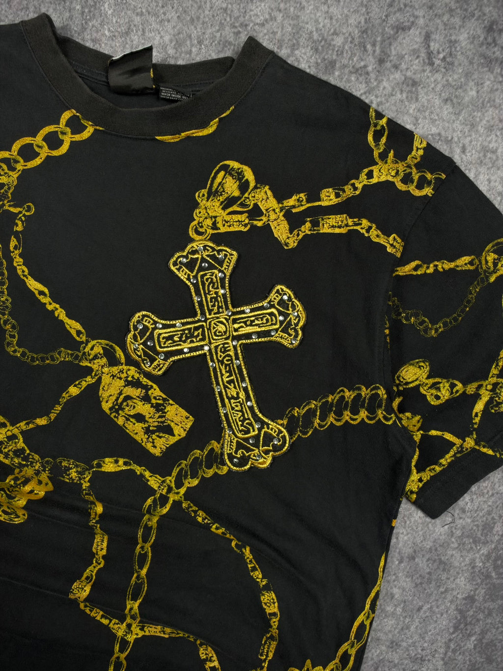 (RARE) 2000S AKCESS RHINESTONE SHIRT (XL)
