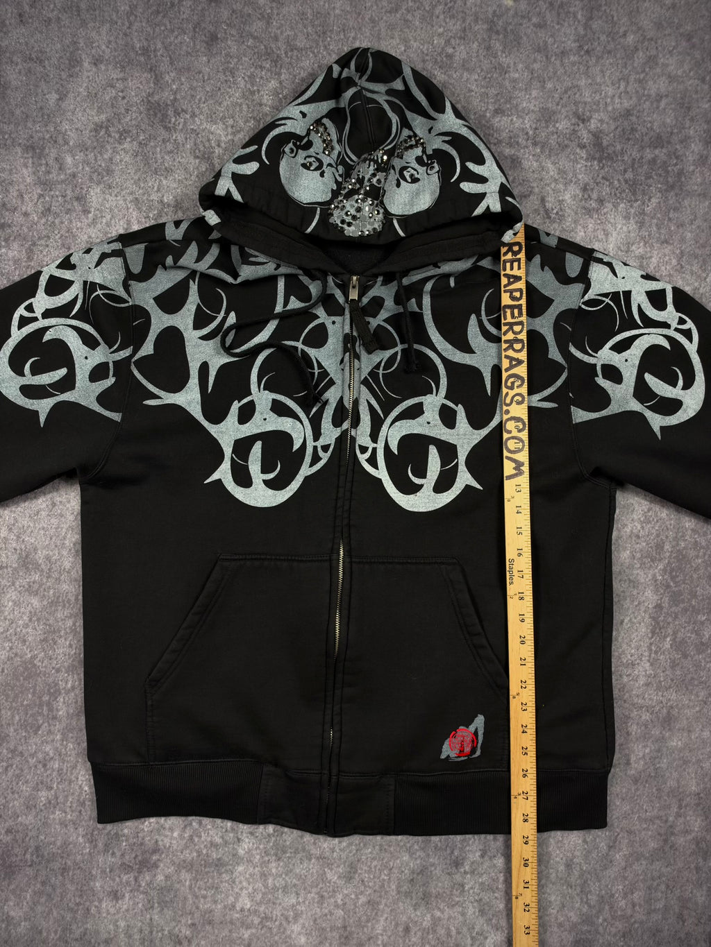 (GRAIL) 2000s RHINESTONE CYBER SIGILISM HOODIE (XL)
