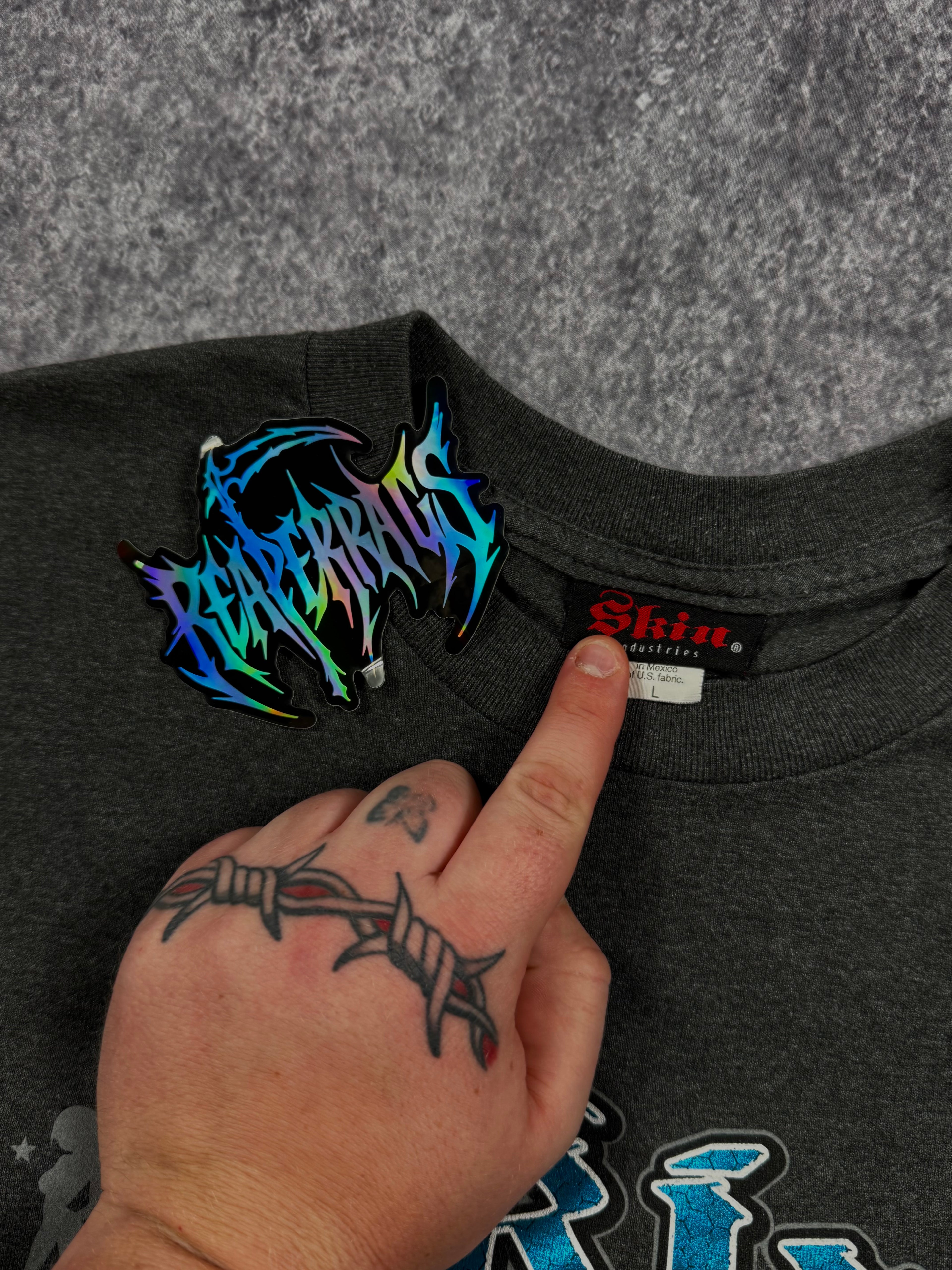 (rare) 2000s skin industries chrome shirt (L)