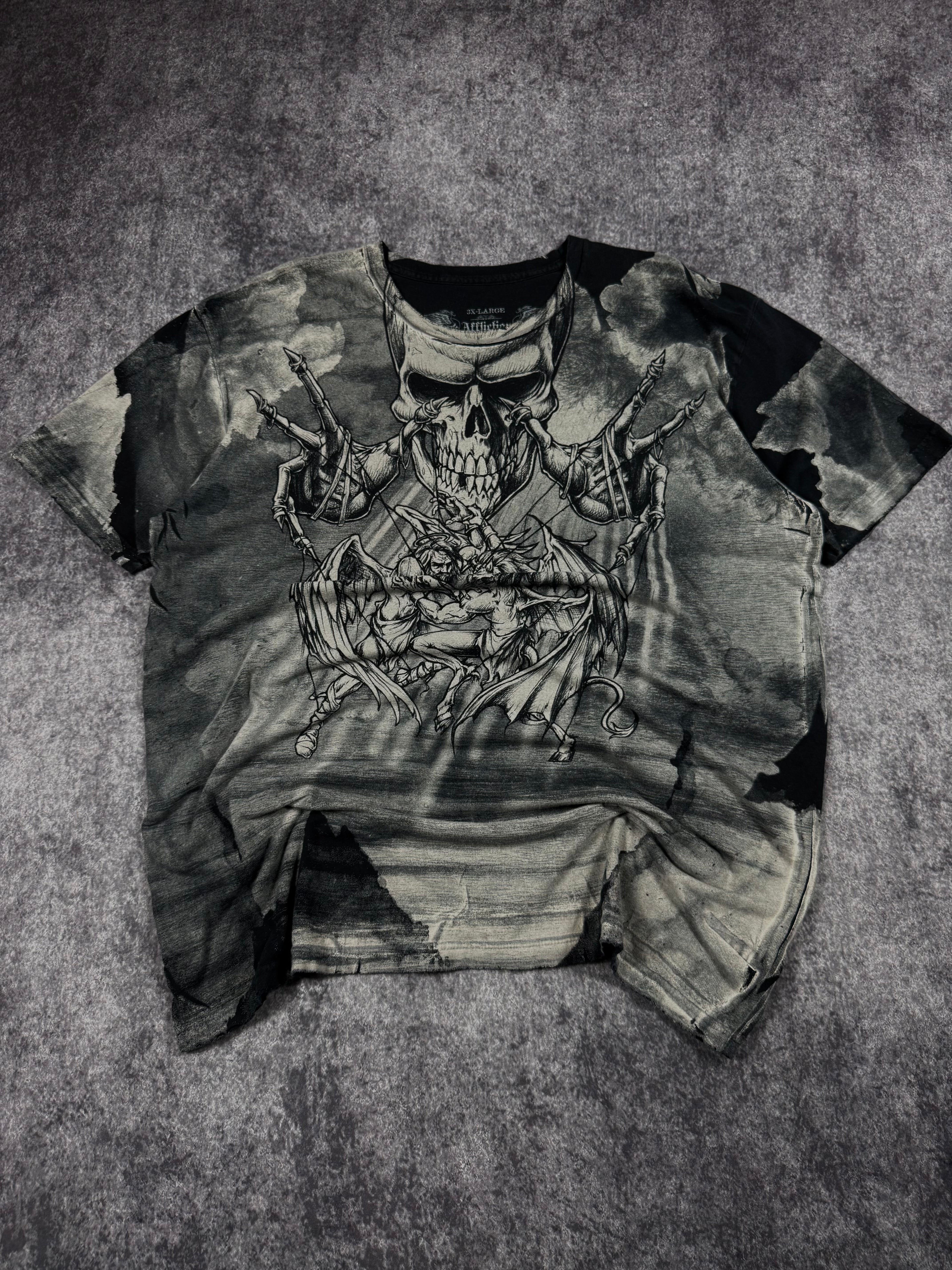 (rare) 2000s affliction god vs devil shirt (XXL)